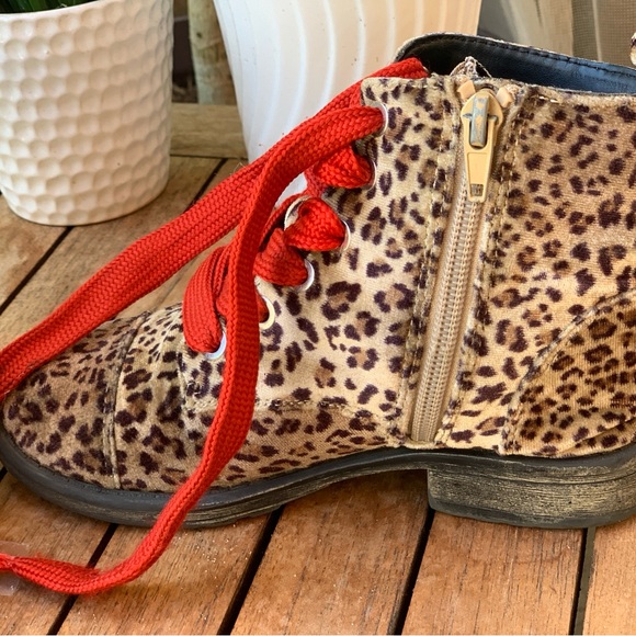 Velvet Leopard print combat boots - 13 - Picture 4 of 6